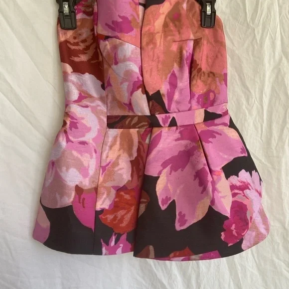 Cameo Strapless Abstract Floral Bustier Top Peplum Corset Modern Party Size S - Picture 10 of 15